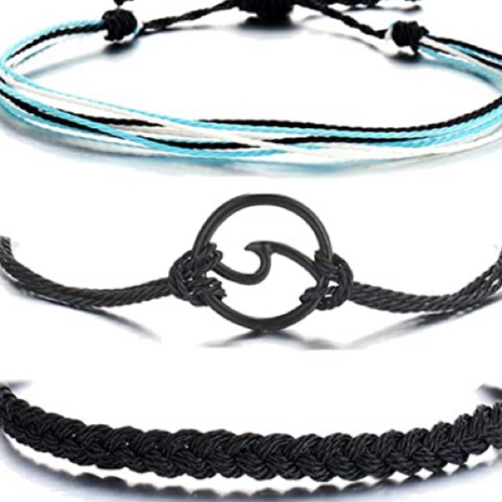 String Bracelets Wax Coated Set of Three New